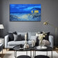 Nighttime Beach House Scene Wall Art Canvas Office Home Room Framed 120x60cm