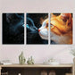 3pcs Whimsical Cats with Golden Accents Metal Print Ready to Hang Art