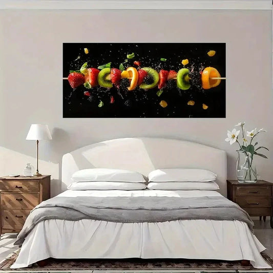 Fruit Stick Dark Food Wall Art Canvas Office Home Room Framed 80x45cm