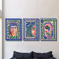 3pcs  Art Deco Folk Abstract Face   Wall Art Set Canvas Framed 40x60cm - High Quality Print 100% Australian Made Wall Canvas Ready to Hang