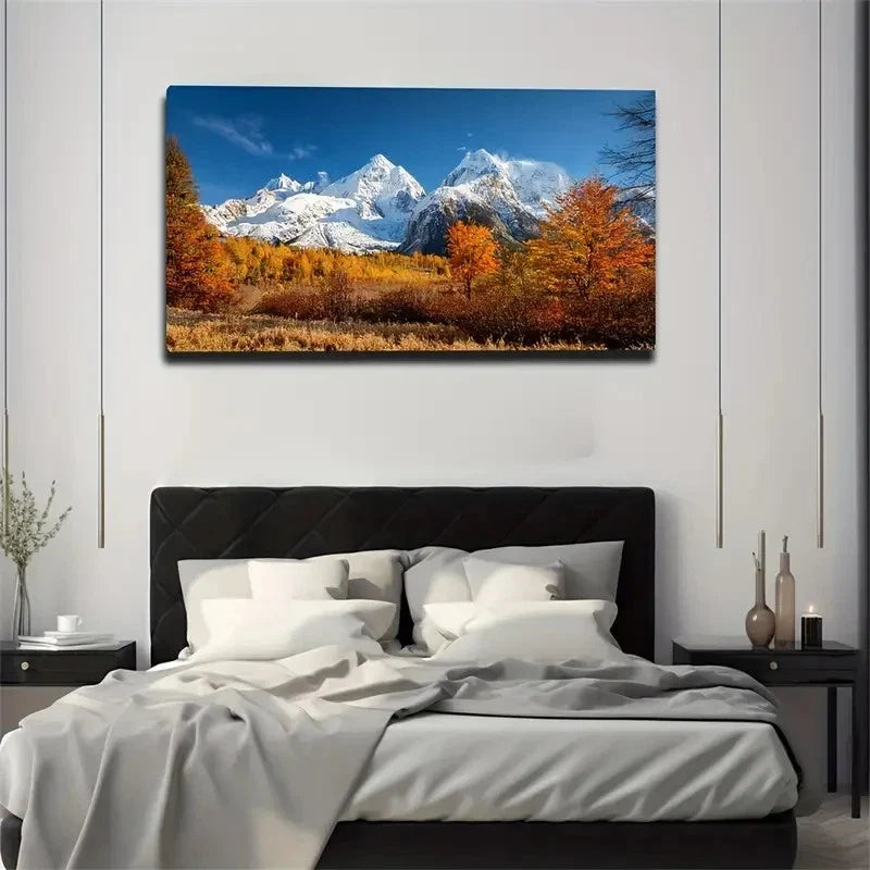 Woods In Autumn Wall Art Canvas Office Home Room Framed 80x45cm