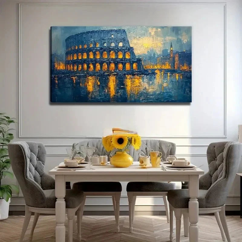 Evening Ancient Architecture Wall Art Canvas Office Home Room Framed 120x60cm