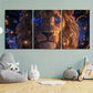 3pcs Lion Forest Guardian Stunning Purple Eyes Metal Print Ready to Hang Art