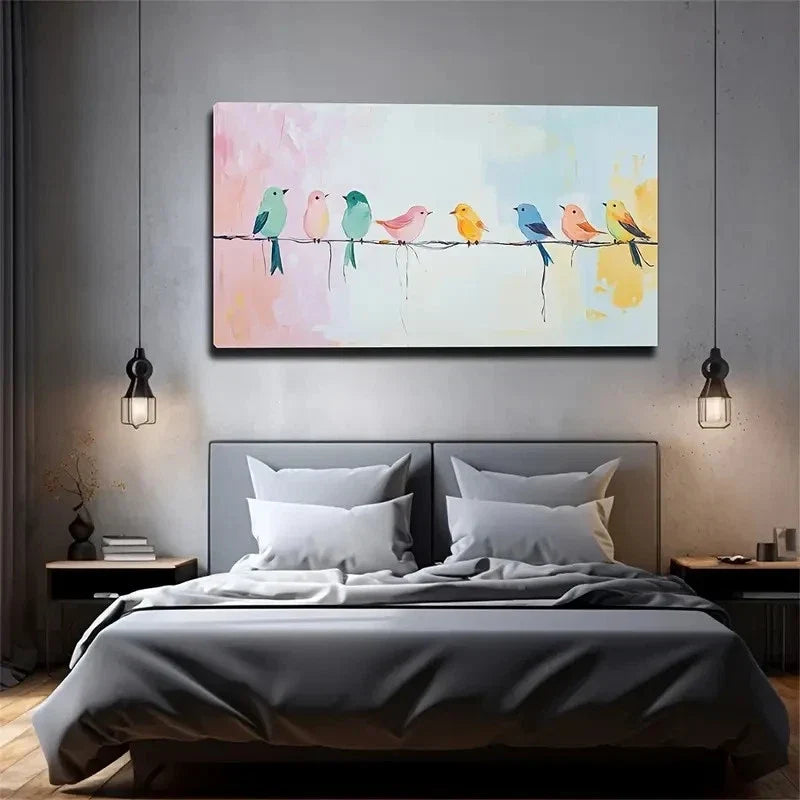 Cute Little Bird Suitable Wall Art Canvas Office Home Room Framed 120x60cm