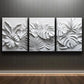 3pcs Abstract Gray Flowers and Leaves Metal Print Ready to Hang Art