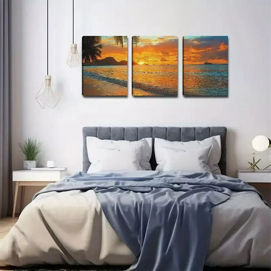 3pcs Sunset & Sea View Canvas Framed 40x60cm - High Quality Print 100% Australian Made Wall Canvas Ready to Hang