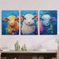 3pcs Colourful Animal Themed Sheep Metal Print Ready to Hang Art