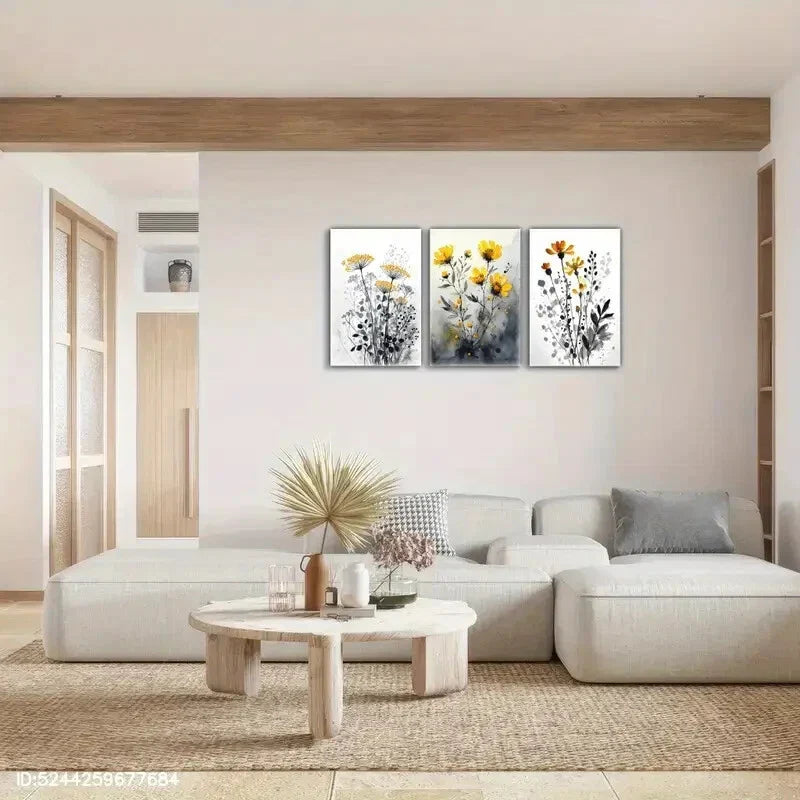 3pcs Flower Art Decorative Poster Watercolor Metal Print Ready to Hang Art