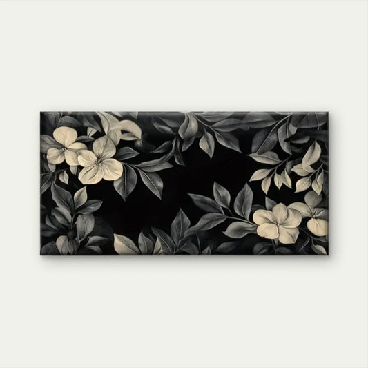 Black White Floral Flowers Wall Art Canvas Office Home Room Framed 80x45cm