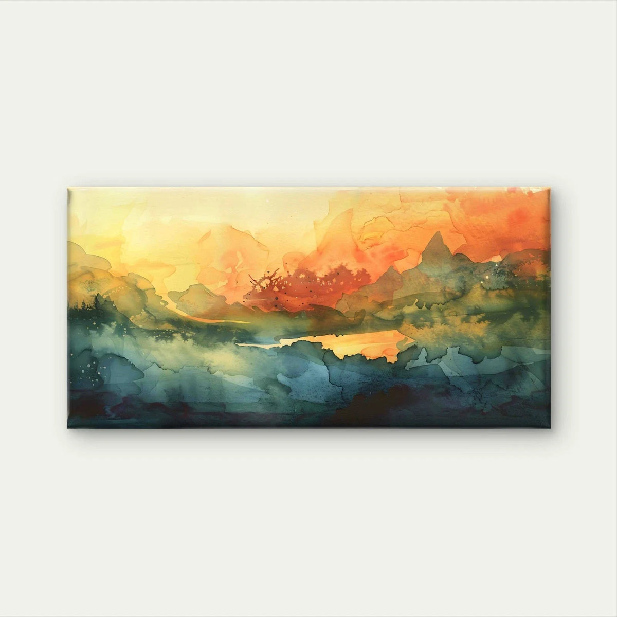 Vibrant Abstract Landscape Wall Art Canvas Office Home Room Framed 80x45cm
