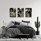 3pcs  Black & Golden Human Skeleton Metal Print Ready to Hang Art