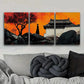 3pcs  Vibrant Sunset Scene with Silhouette Figure Metal Print Ready to Hang Art