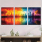 3pcs Colorful Grid Fashionable Red Yellow Metal Print Ready to Hang Art
