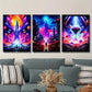 3pcs  Vibrant Space Planet & Future World Line Metal Print Ready to Hang Art