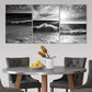 3pcs Dark Ocean Wave on Beach Canvas Framed 40x60cm - High Quality Print 100% Australian Made Wall Canvas Ready to Hang