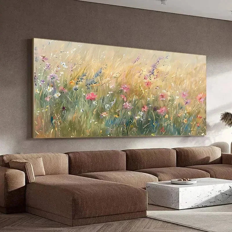 Wildflower Field Painting Wall Art wall canvas office home room framed 120x60cm