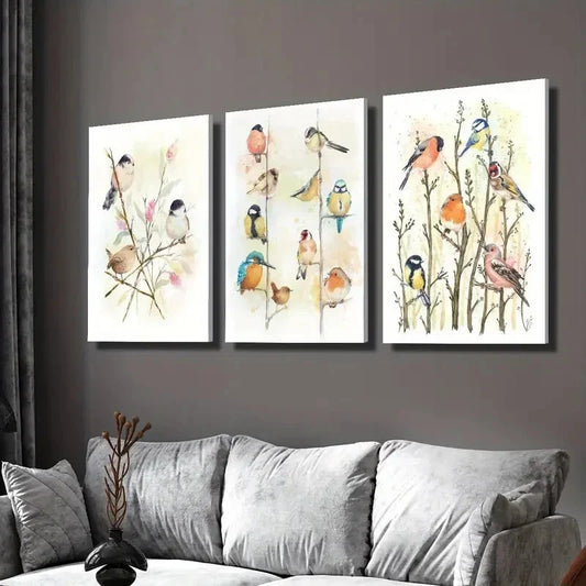 3pcs Vibrant Bird Canvas Art Prints - Watercolo Wall Art Set Canvas Framed 40x60cm - High Quality Print 100% Australian Made Wall Canvas Ready to Hang