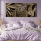 3pcs Abstract Brown Tropical Leaf Metal Print Ready to Hang Art