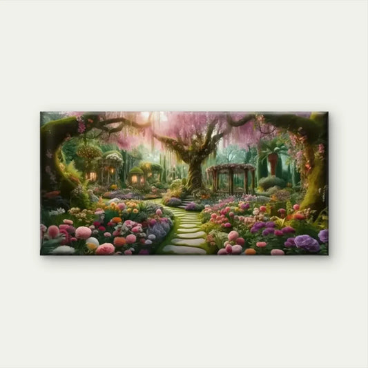 Gardens Flowers Trees Wall Art Canvas Office Home Room Framed 80x45cm