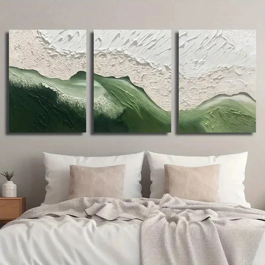 3pcs Abstract Texture Ocean Beach Oil Painting Metal Print Ready to Hang Art