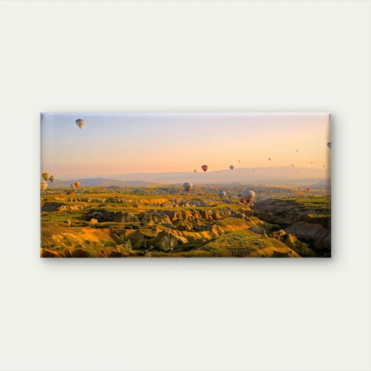 Hot Air Balloons Sunrise Landscape Wall Art Canvas Office Home Framed 80x45cm