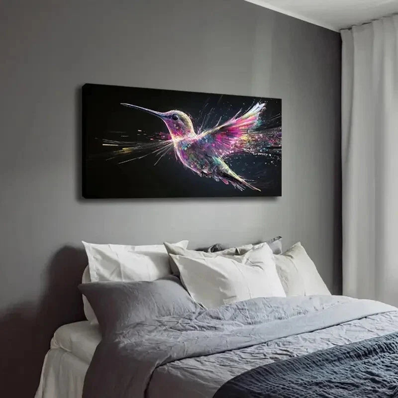 Colorful Feathered Bird in Mid Wall Art Canvas Office Home Room Framed 120x60cm