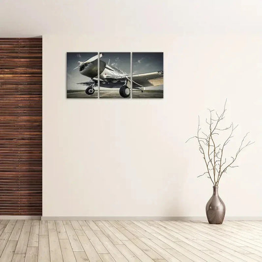 3pcs Airplane Painting  Metal Print Ready to Hang Art