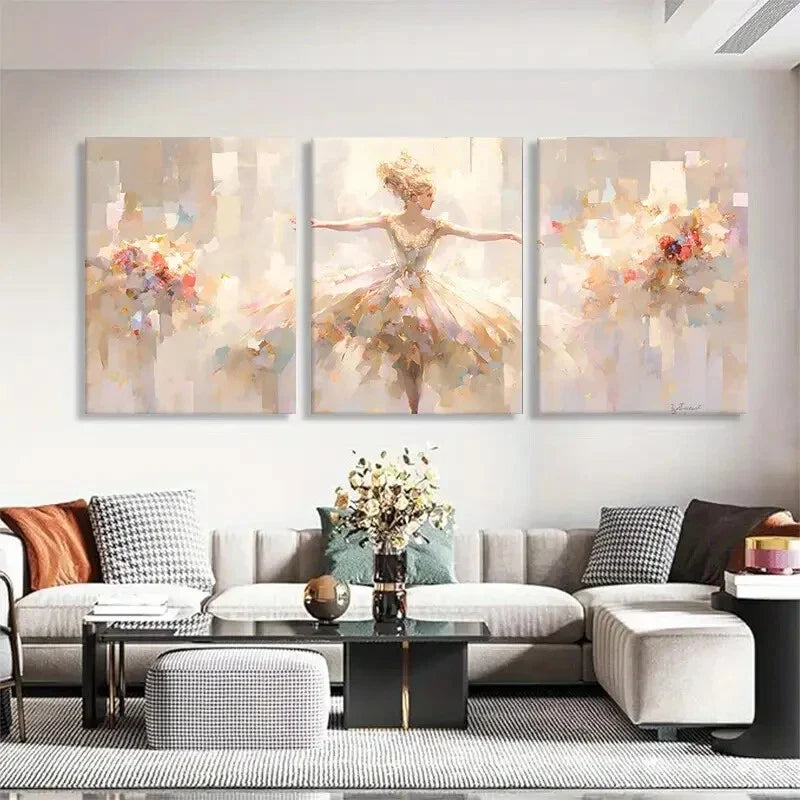 3pcs Abstract Ballet Dancer Elegant Perfect Wall Art Set Canvas Framed 40x60cm - High Quality Print 100% Australian Made Wall Canvas Ready to Hang