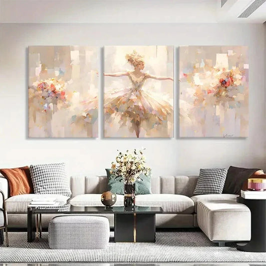 3pcs Abstract Ballet Dancer Elegant Perfect Wall Art Set Canvas Framed 40x60cm - High Quality Print 100% Australian Made Wall Canvas Ready to Hang