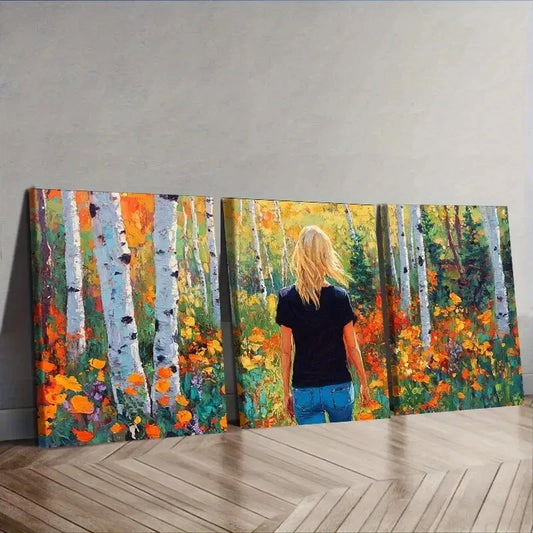 3pcs Spring Forest, Luxurious  Wall Art Set Canvas Framed 40x60cm - High Quality Print 100% Australian Made Wall Canvas Ready to Hang