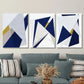 3pcs Golden and Blue Triangle Design,  Art Metal Print Ready to Hang Art