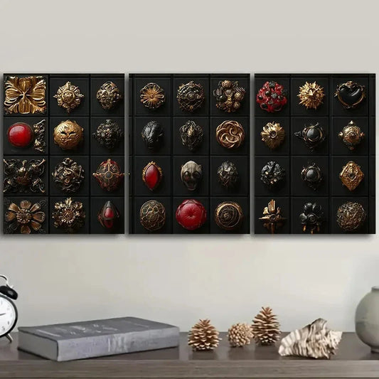 3pcs  Gothic jewelry wall Art Painting Metal Print Ready to Hang Art
