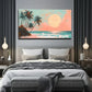 Beach Sunset With Palm Trees Wall Art canvas office home room framed 120x60cm
