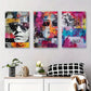 3pcs Colorful Graffiti & Geometric Abstract Metal Print Ready to Hang Art