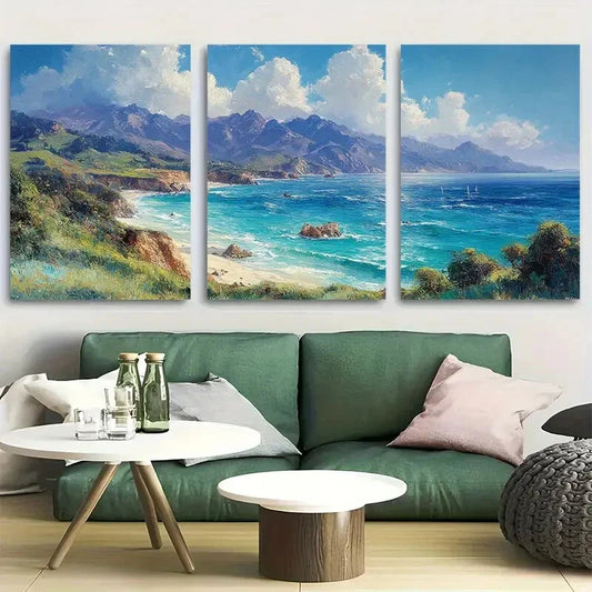 3pcs Big Sur Coastline Dramatic Sky & Ocean Metal Print Ready to Hang Art