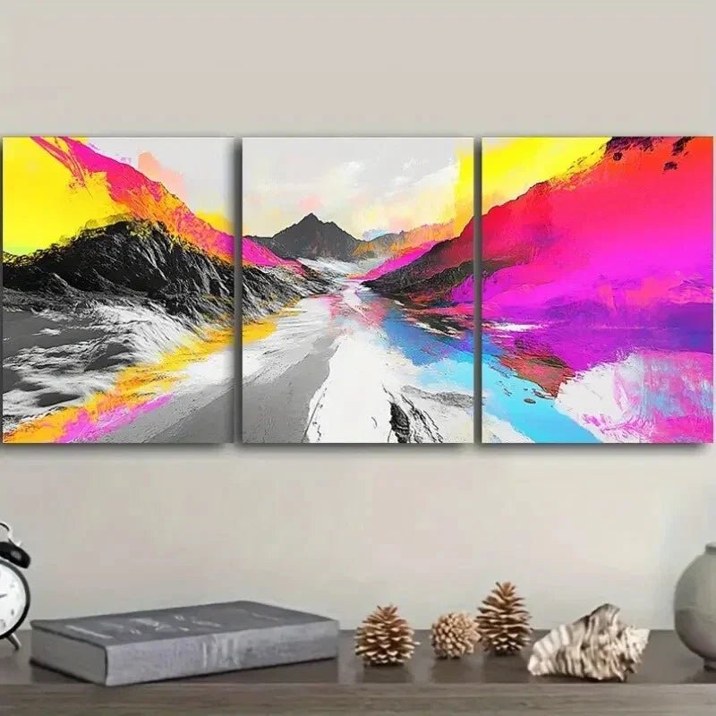 3pcs Rivers of rainbow colors Wall Art Set Canvas Framed 40x60cm - High Quality Print 100% Australian Made Wall Canvas Ready to Hang
