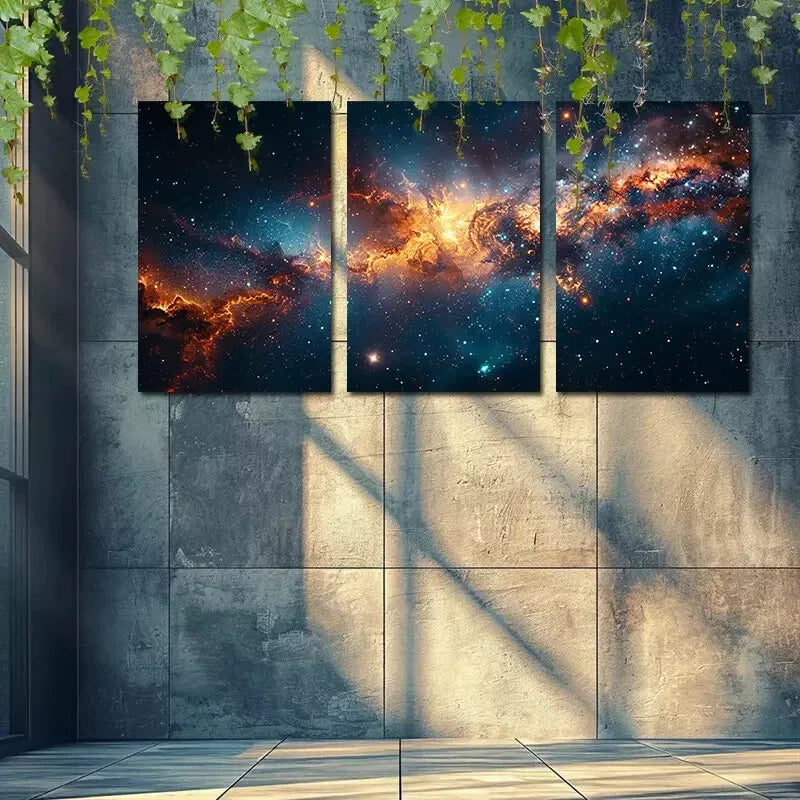 3pcs Space Nebula Starry Sky Canvas Framed 40x60cm - High Quality Print 100% Australian Made Wall Canvas Ready to Hang