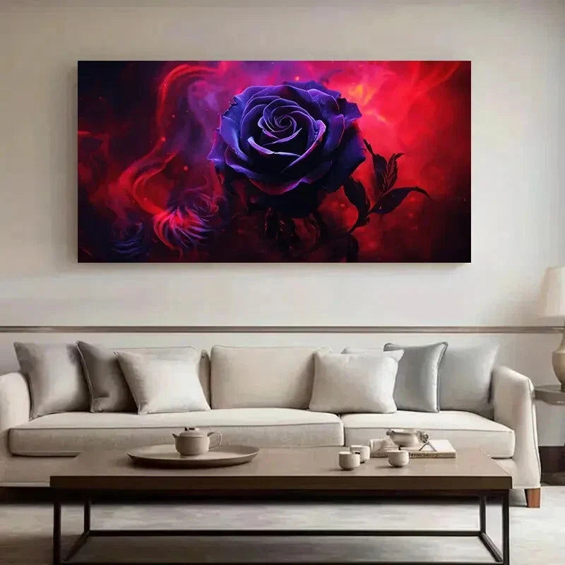 Abstract Violet Rose Wall Art wall canvas office home room framed 120x60cm