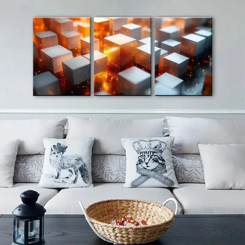 3pcs Golden Gate Bridge Over Foggy San Francisco Metal Print Ready to Hang Art