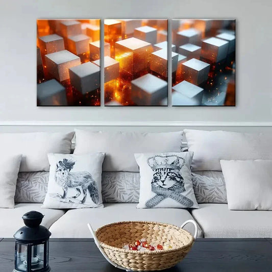 3pcs Golden Gate Bridge Over Foggy San Francisco Metal Print Ready to Hang Art