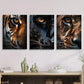 3pcs Ferocious animal face close-up eye art ,Metal Print Ready to Hang Art
