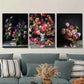 3pcs Elegant Flower Bouquet Metal Print Ready to Hang Art