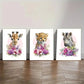3pcs Modern Giraffe Leopard Zebra Animal Art Metal Print Ready to Hang Art