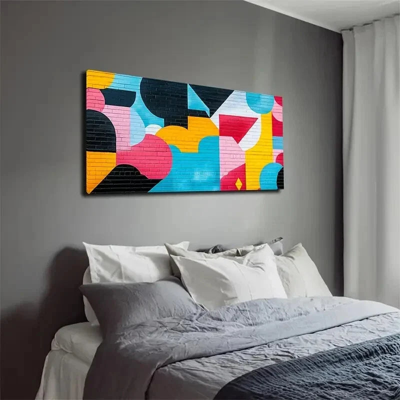 Abstract Style Irregular Color Wall Art Canvas Office Home Room Framed 120x60cm
