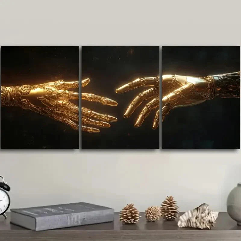 3pcs Mechanical Hand Classic Modern Metal Print Ready to Hang Art