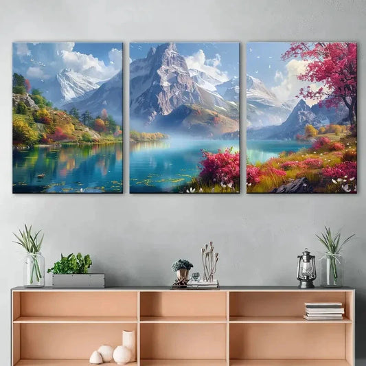 3pcs Mountain Scenery Printing Metal Print Ready to Hang Art