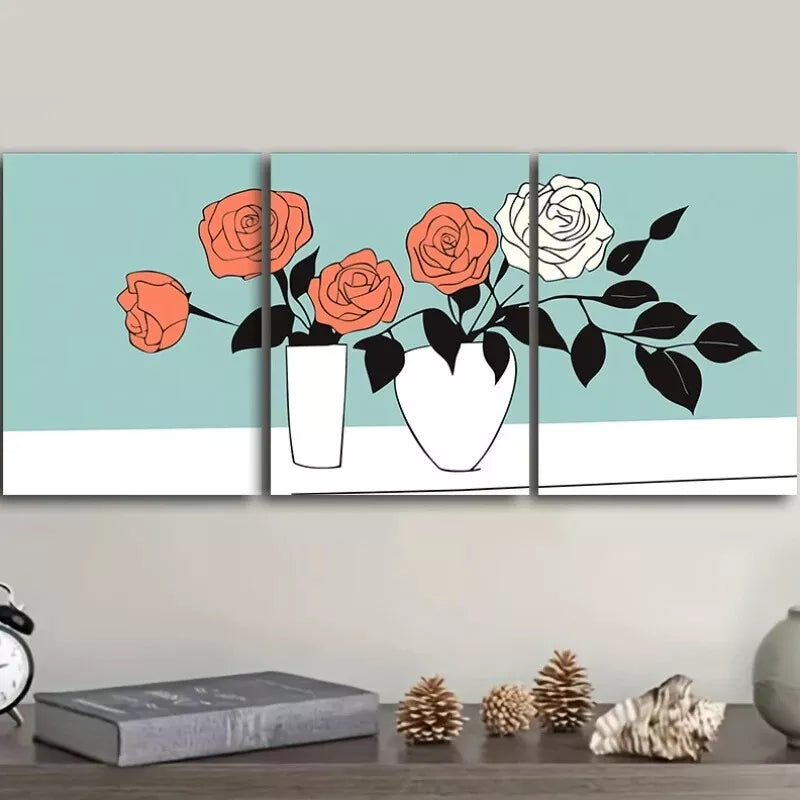 3pcs  Deco Modern Floral Canvas    Wall Art Set Canvas Framed 40x60cm - High Quality Print 100% Australian Made Wall Canvas Ready to Hang