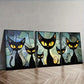 3pcs Featuring a Family of Black Cats Wall Art Set Canvas Framed 40x60cm - High Quality Print 100% Australian Made Wall Canvas Ready to Hang