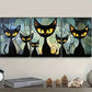 3pcs Featuring a Family of Black Cats Wall Art Set Canvas Framed 40x60cm - High Quality Print 100% Australian Made Wall Canvas Ready to Hang