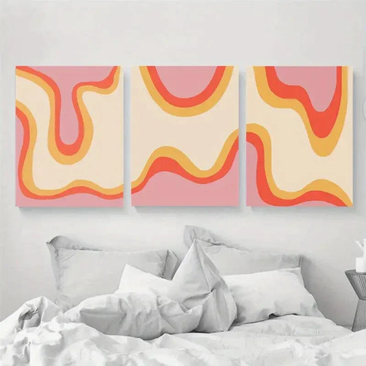 3pcs Medieval Bohemian Abstract Color Gradient Metal Print Ready to Hang Art